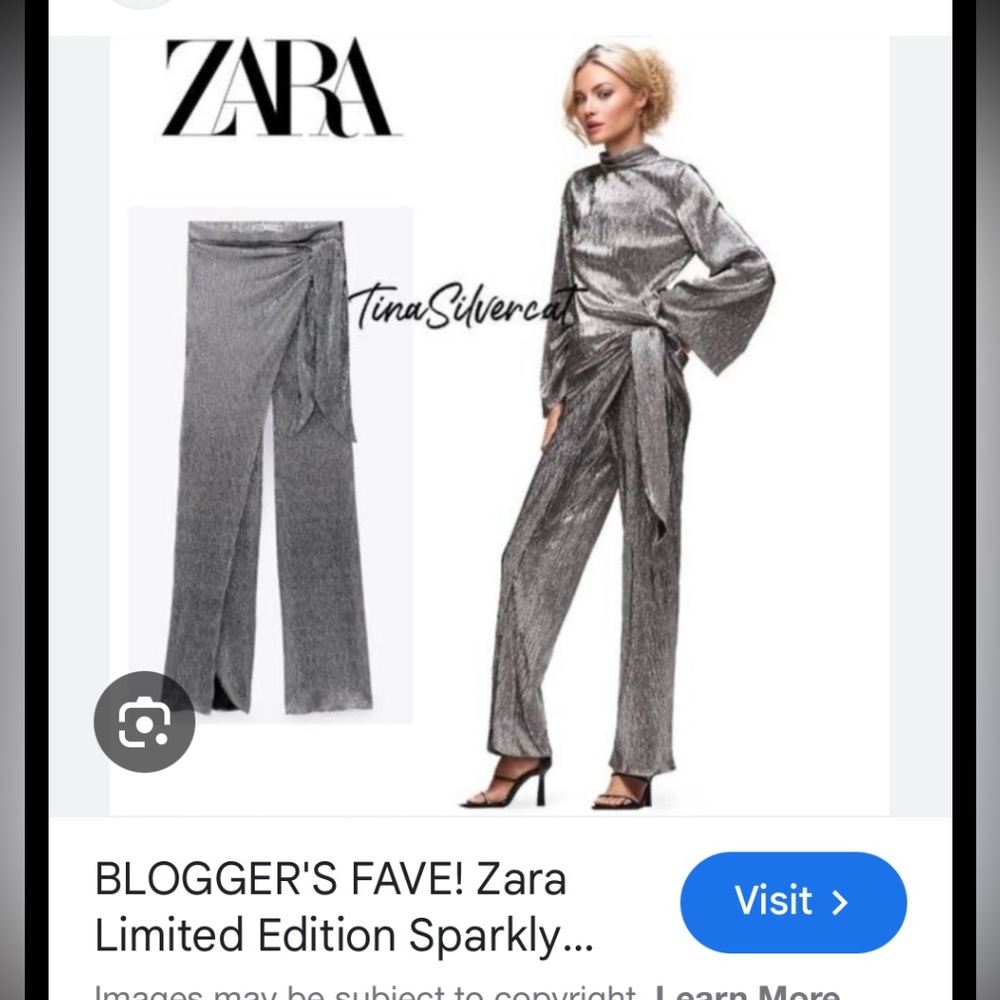 Zara Silver Sparkly Pants - Picture 2 of 9